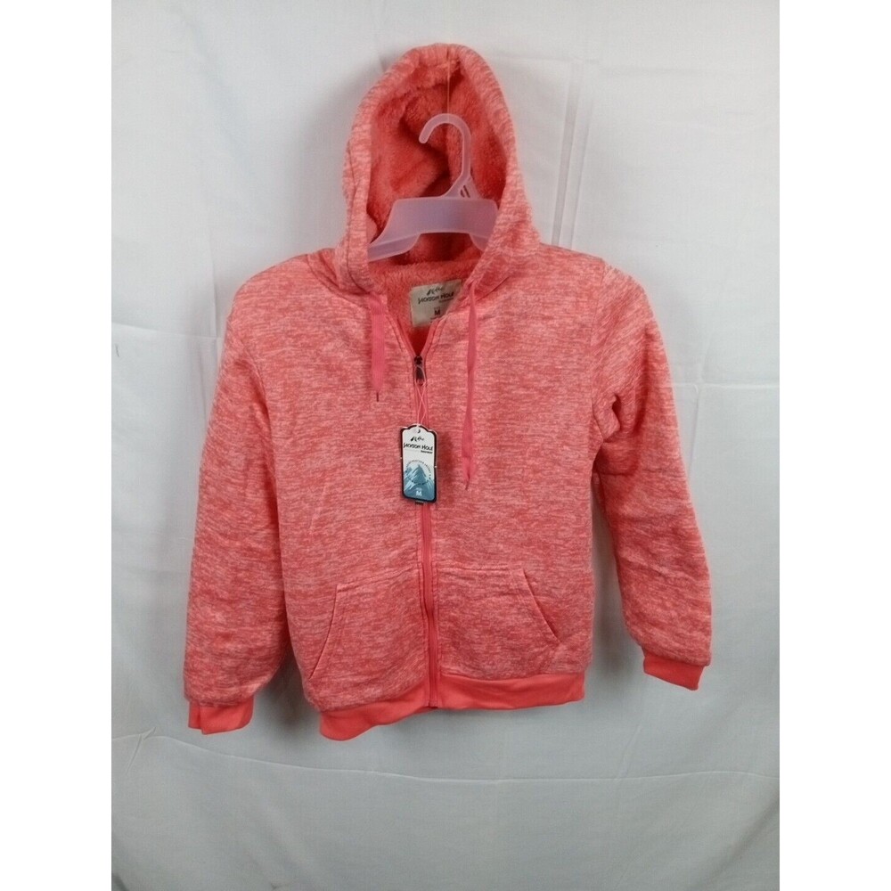New Jackson Hole Sherpa Lined Hooded Jacket / Coat Womens Medium  Pink Full Zip